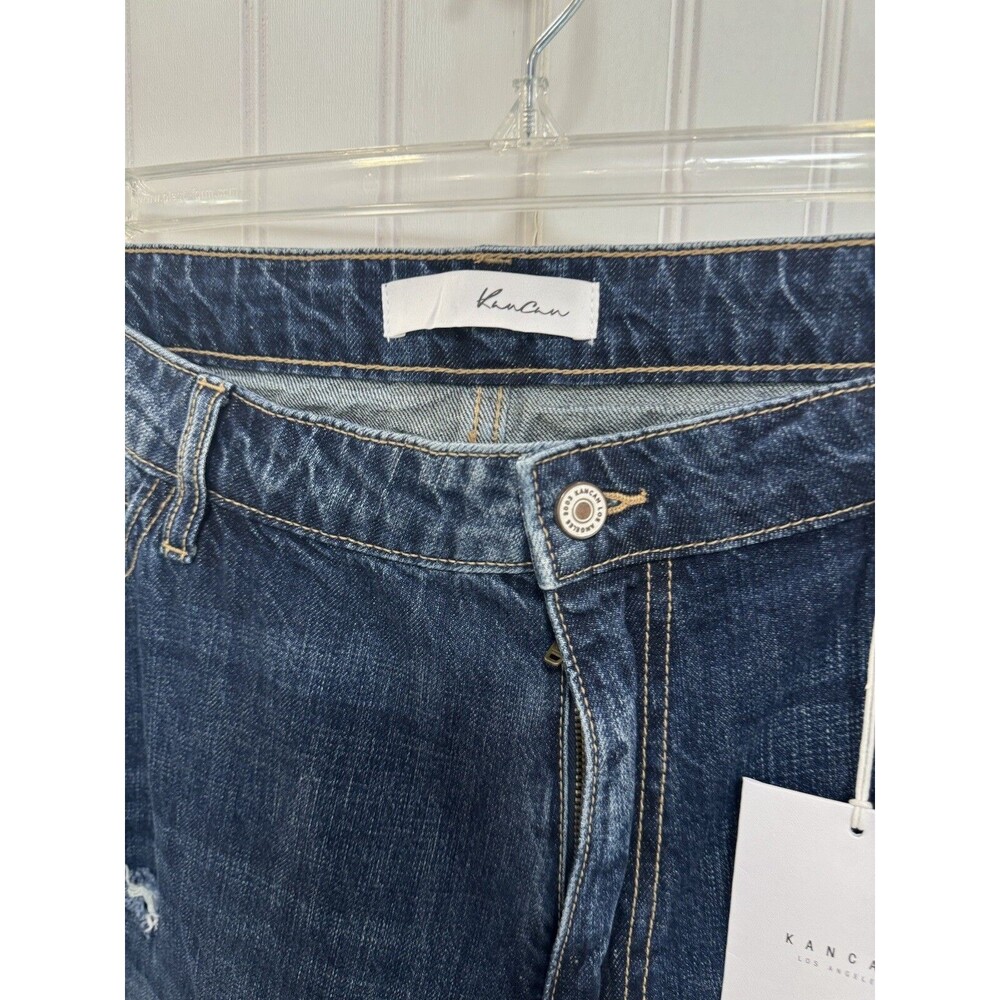 KanCan Women's Plus Size 3XL Relaxed Fit Blue Denim Distressed Jeans NWT - Picture 2 of 11